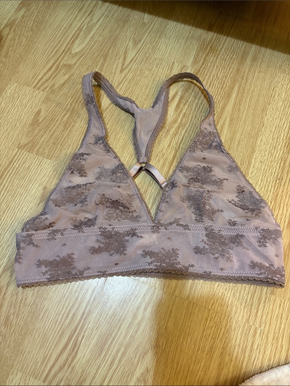 Free People Floral Lace Racerback Bralette in Mauve
